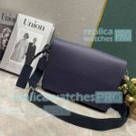 Copy L--V Aerogram Leather Takeoff Messenger Bag Black-Blue Color